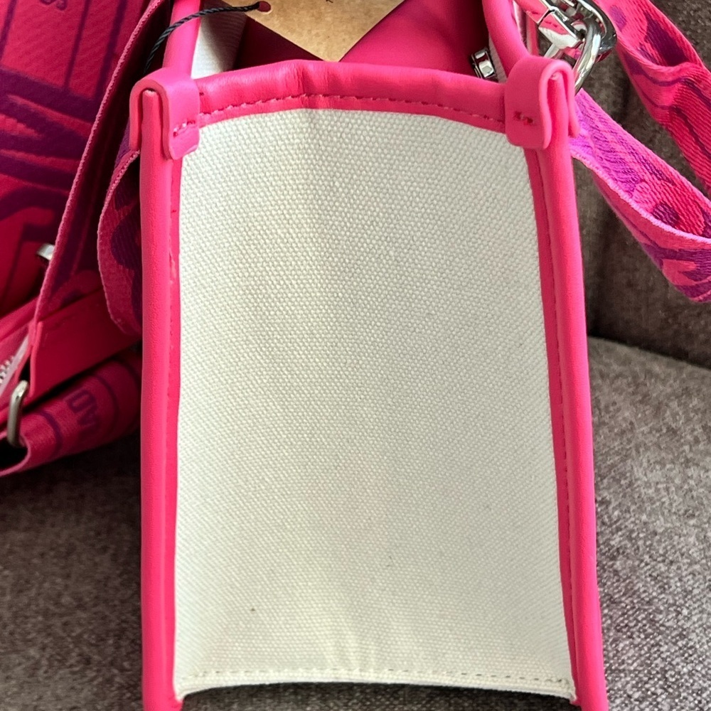 NWT Steve Madden bwebber satchel pink flash canvas crossbody tote bag - Picture 6 of 12